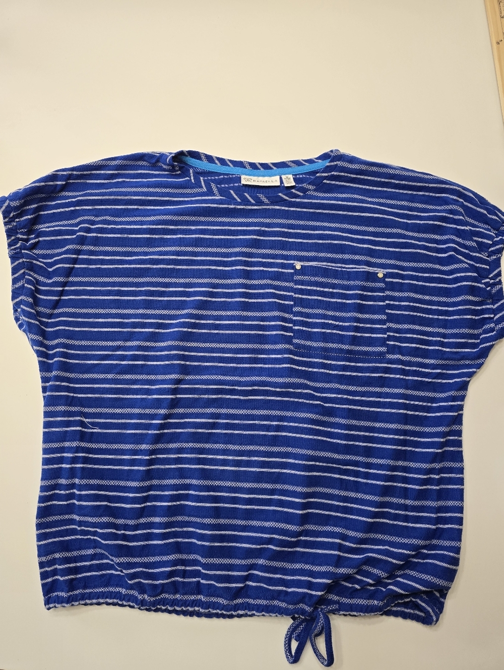 Rafaella Blue & White Striped Short Sleeve Top Sp